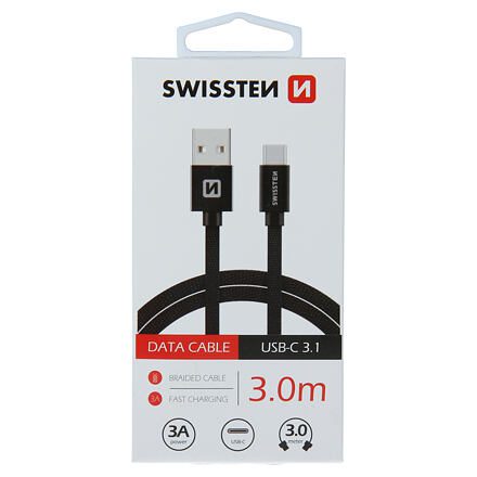 DATOVÝ KABEL SWISSTEN TEXTILE USB / USB-C 3