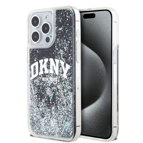DKNY Liquid Glitter Arch Logo Zadní Kryt pro iPhone 13 Pro Max Black DKHCP13XLBNAEK