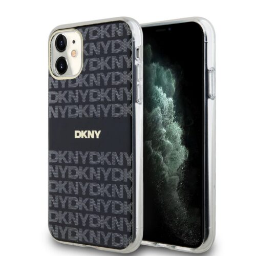 DKNY PC/TPU Repeat Pattern Tonal Stripe Magsafe Zadní Kryt pro iPhone 11 Black DKHMN61HRHSEK