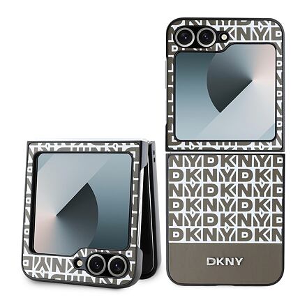 DKNY PU Leather Repeat Pattern Bottom Stripe Zadní Kryt pro Samsung Galaxy Z Flip 6/7 FE Brown DKHCZF6PSOSPW