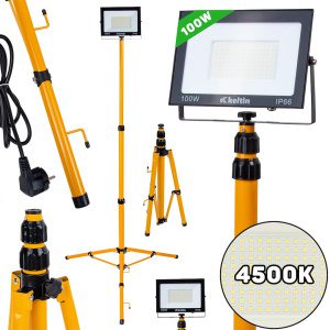 GEKO 100W LED světlomet s teleskopickým stojanem a kabelem - neutrální bílá barva 4500K K02063
