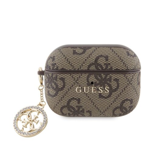 Guess 4G Script PC/PU Charm Pouzdro pro AirPods Pro 2 Brown GUAP2P4E4CDW