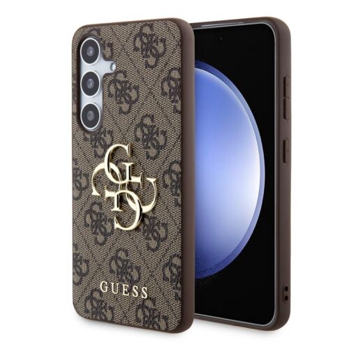 Guess PU 4G Metal Logo Zadní Kryt pro Samsung Galaxy S24 Brown GUHCS24S4GMGBR