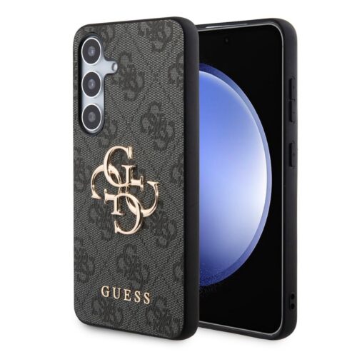 Guess PU 4G Metal Logo Zadní Kryt pro Samsung Galaxy S24 Grey GUHCS24S4GMGGR