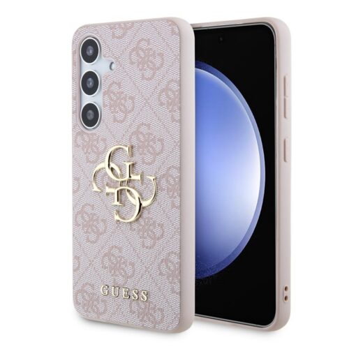 Guess PU 4G Metal Logo Zadní Kryt pro Samsung Galaxy S24 Pink GUHCS24S4GMGPI