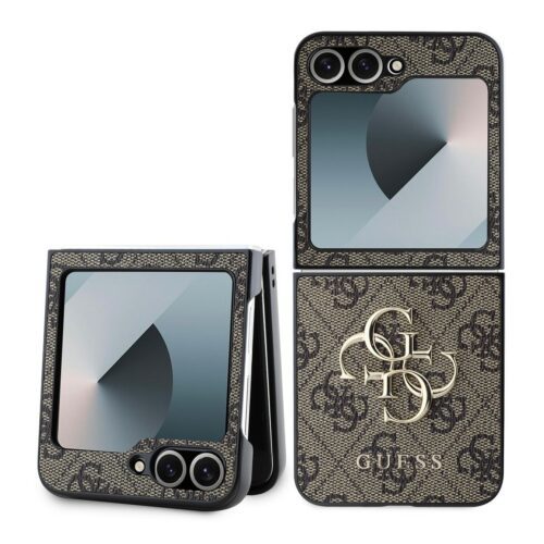 Guess PU 4G Metal Logo Zadní Kryt pro Samsung Galaxy Z Flip 6/7 FE Brown GUHCZF64GMGBR