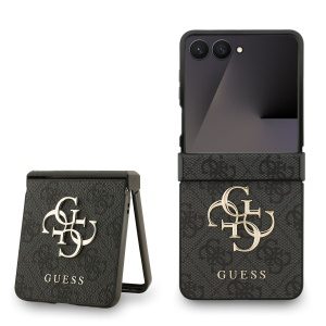 Guess PU 4G Metal Logo Zadní Kryt pro Samsung Galaxy Z Flip 7 Grey GUHCZF74GMGGR