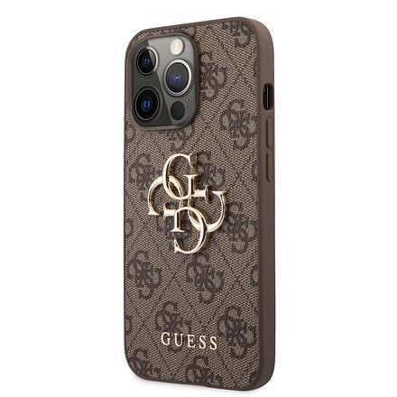 Guess PU 4G Metal Logo Zadní Kryt pro iPhone 13 Pro Brown GUHCP13L4GMGBR