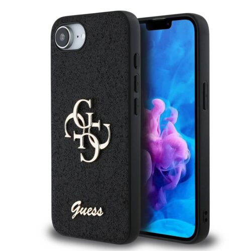 Guess PU Fixed Glitter 4G Metal Logo Zadní Kryt pro iPhone 16e/17e Black GUHCPSE4HG4SGK