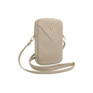 Guess PU Grained 4G Metal Logo Taška na Telefon se Zipem Gold GUWBZPGSTEGD