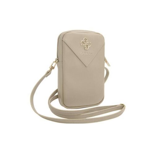 Guess PU Grained 4G Metal Logo Taška na Telefon se Zipem Gold GUWBZPGSTEGD