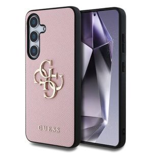 Guess PU Grained 4G Metal Logo Zadní Kryt pro Samsung Galaxy S25 Pink GUHCS25SPGT4MBP