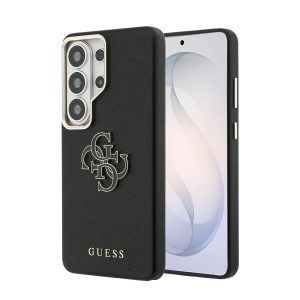 Guess PU Grained 4G Resin Metal Logo Zadní Kryt pro Samsung Galaxy S26 Ultra Black GUHCS26L5PS4RGGK
