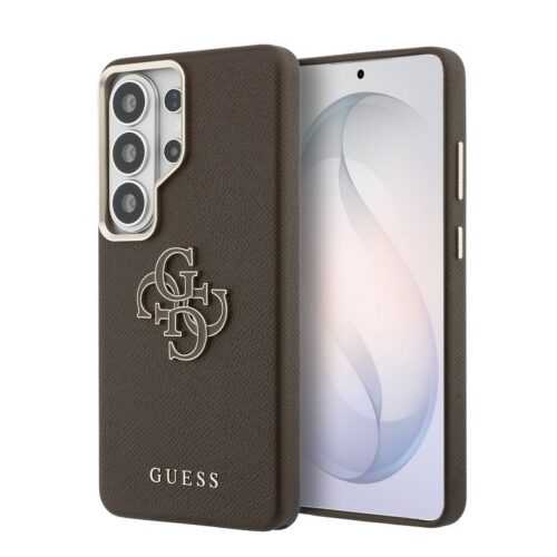 Guess PU Grained 4G Resin Metal Logo Zadní Kryt pro Samsung Galaxy S26 Ultra Brown GUHCS26L5PS4RGGW