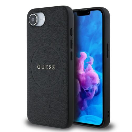 Guess PU Grained Classic Logo MagSafe Zadní Kryt pro iPhone 16e/17e Black GUHMPSE4PGHSMMK