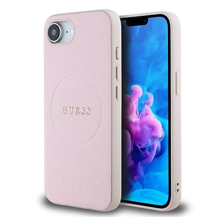Guess PU Grained Classic Logo MagSafe Zadní Kryt pro iPhone 16e/17e Pink GUHMPSE4PGHSMMP