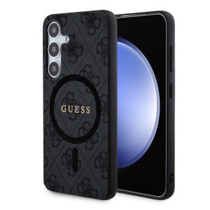 Guess PU Leather 4G Colored Ring MagSafe Zadní Kryt pro Samsung Galaxy S24 Black GUHMS24SG4GFRK