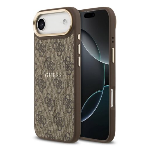 Guess PU Leather 4G Gold Frame MagSafe Zadní Kryt pro iPhone Air Brown GUHMP17MP4MSEGCW