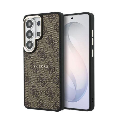 Guess PU Leather 4G Gold Frame Magnetic Zadní Kryt pro Samsung Galaxy S26 Ultra Brown GUHMS26LP4MSEGCW