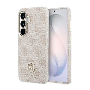 Guess PU Leather 4G Strass Logo Gold Frame Magnetic Zadní Kryt pro Samsung Galaxy S26 Pink GUHMS26SP4GRMDEP