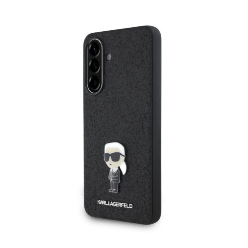 Karl Lagerfeld Fixed Glitter Metal Ikonik Zadní Kryt pro Samsung Galaxy A56 Black KLHCSA56GKNPSK