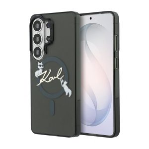 Karl Lagerfeld IML Choupette Karl Script Logo Magnetic Zadní Kryt pro Samsung Galaxy S26 Ultra Black KLHMS26L5HKSCAK