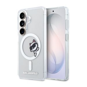 Karl Lagerfeld IML Choupette Peekaboo Logo Magnetic Zadní Kryt pro Samsung Galaxy S26 Transparent KLHMS26S6HCPSCT