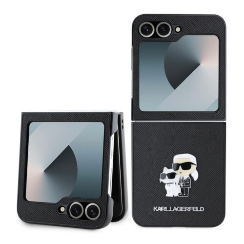 Karl Lagerfeld PU Saffiano Karl and Choupette Zadní Kryt pro Samsung Galaxy Z Flip 6 /7FE Black KLHCZF6SAPKCNPK