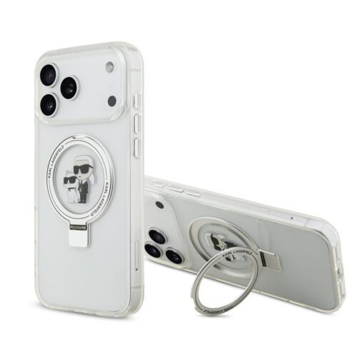 Karl Lagerfeld Ringstand Karl and Choupette MagSafe Zadní Kryt pro iPhone 17 Pro Max White KLHMP17XHMRSKCH