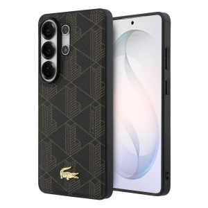 Lacoste PVC Blend Monogram Gold Logo Magnetic Zadní Kryt pro Samsung Galaxy S26 Ultra Brown LCHMS26LPBSMW