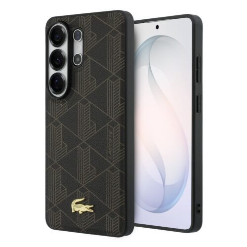 Lacoste PVC Blend Monogram Gold Logo Magnetic Zadní Kryt pro Samsung Galaxy S26 Ultra Brown LCHMS26LPBSMW