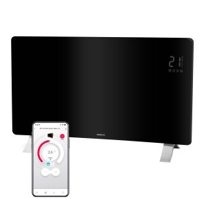 Sencor SCF 4741BK Chytrý skleněný konvektor Wi-Fi Ovládání s pomocí Wi-Fi a aplikace Sencor HOME v chytrém telefonu