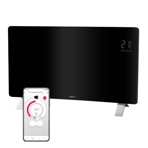 Sencor SCF 4741BK Chytrý skleněný konvektor Wi-Fi Ovládání s pomocí Wi-Fi a aplikace Sencor HOME v chytrém telefonu