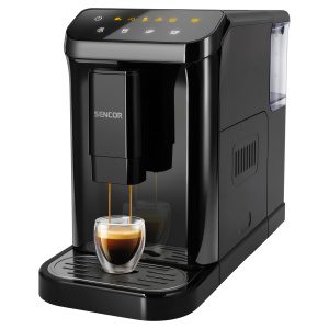 Sencor SES 6000BK Plně automatický Espresso kávovar LED panel s dotykovými tlačítky zajišťuje snadné ovládání