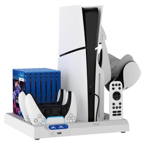 iPega P5S028 All-in-One Nabíjecí Stojan s Chlazením pro PS5/PS5 Slim/PS5 Pro White PG-P5S028