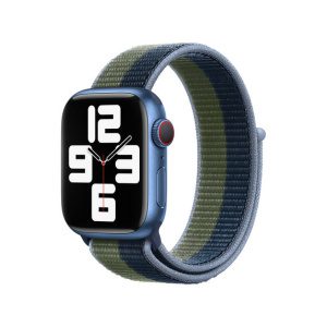 Apple Watch 38/40/41 mm hlubinně modrý / mechově zelený provlékací sportovní řemínek