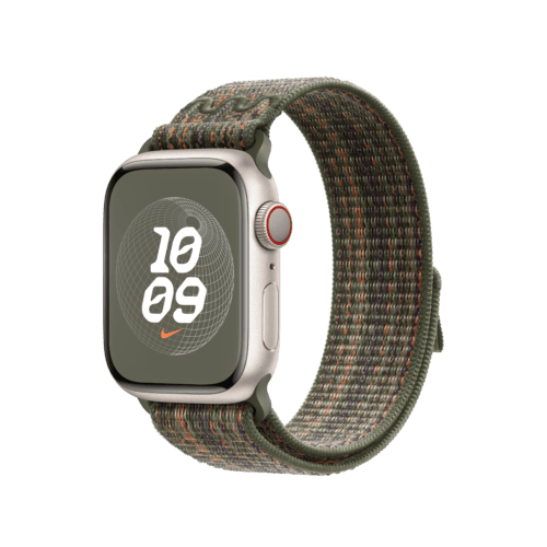 Apple Watch 38/40/41 mm sekvojově zelený / oranžový provlékací sportovní řemínek Nike - Obrázek 2