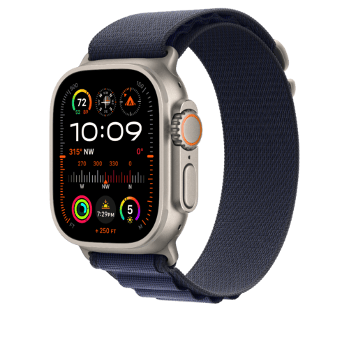 Apple Watch 44/45/46/49mm námořnicky modrý Alpský tah – velký – provedení z přírodního titanu - Obrázek 2