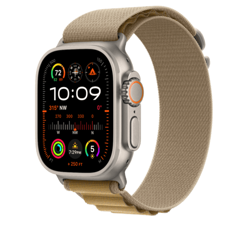 Apple Watch 44/45/46/49mm žlutohnědý Alpský tah – velký – provedení z přírodního titanu - Obrázek 2