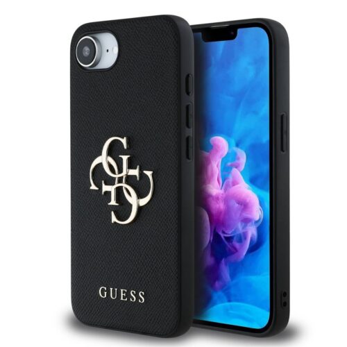 Guess PU Grained 4G Metal Logo Zadní Kryt pro iPhone 16e/17e Black GUHCPSE4PGT4MBK