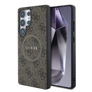 Guess PU Leather 4G Colored Ring MagSafe Zadní Kryt pro Samsung Galaxy S25 Ultra Brown GUHMS25LG4GFRW