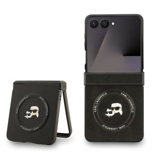 Karl Lagerfeld PU Karl and Choupette Heads Magnetic Zadní Kryt pro Samsung Galaxy Z Flip 7 Black KLHMZF7PSMLRKCK
