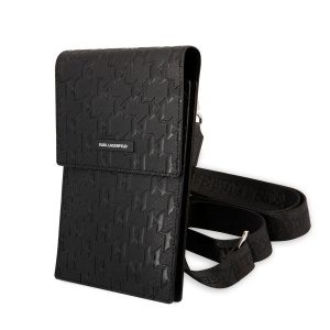 Karl Lagerfeld Saffiano Monogram Taška na Telefon Black KLWBSAMSMK