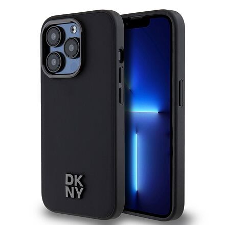 DKNY PU Leather Stack Logo Magsafe Zadní Kryt pro iPhone 15 Pro Max Black DKHMP15XPSMCSLK