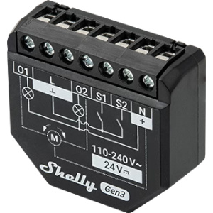 Spínací modul Shelly 2 PM Gen3 2 kanály měření spotřeby paměť 8MB WiFi Bluetooth