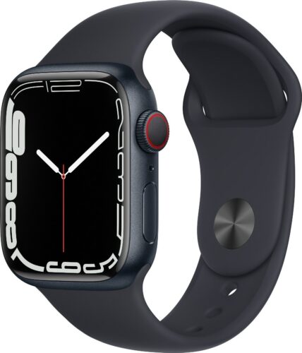 Apple Watch Series 7 41mm GPS (Stav A-) Černý hliník s temně modrým sportovním řemínkem