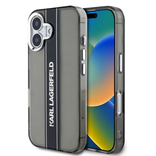 Karl Lagerfeld IML Stripe Logo Zadní Kryt pro iPhone 16 Black KLHCP16SHCFCPSCK