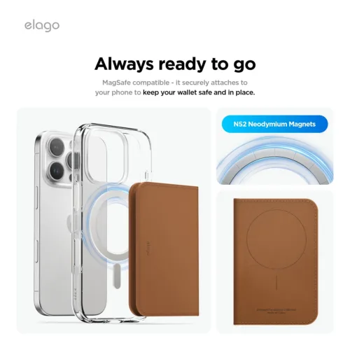 MagSafe peněženka Elago Magnetic Leather Card Holder - šedohnědá - Obrázek 2