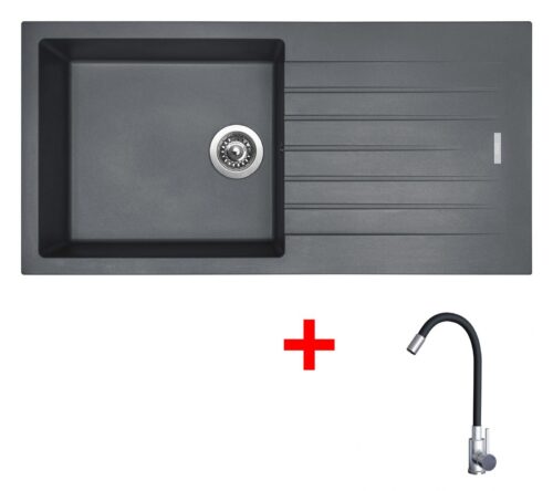 Sinks PERFECTO 1000 Titanium + Elasta nerez/černá