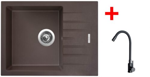 Sinks PERFECTO 650 Marone + ELASTA černá matná